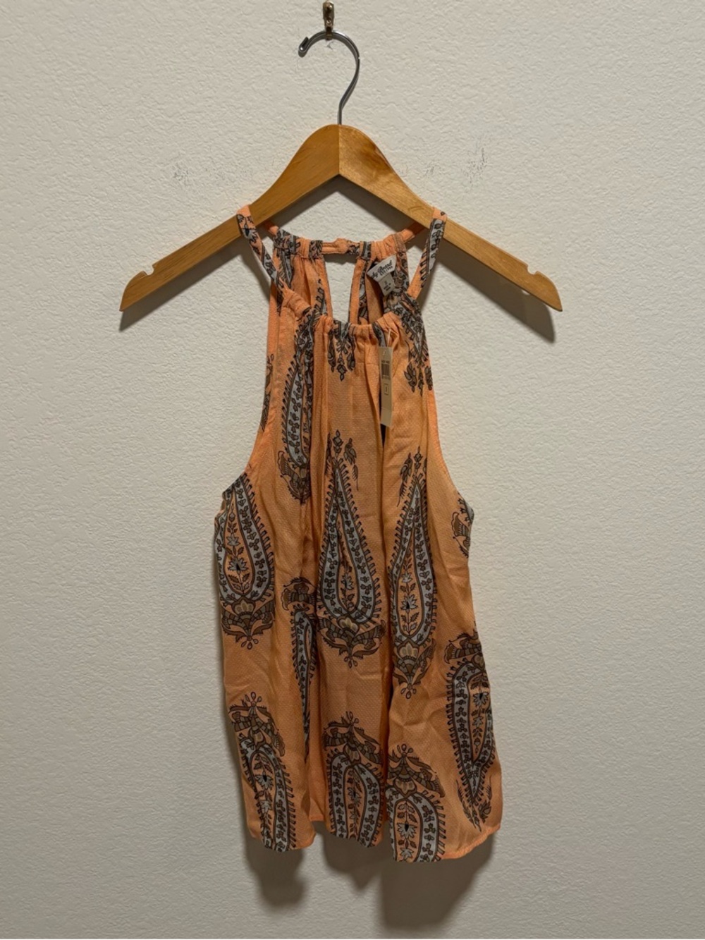 NWT Lucky Brand Peach Paisley Halter blouse
